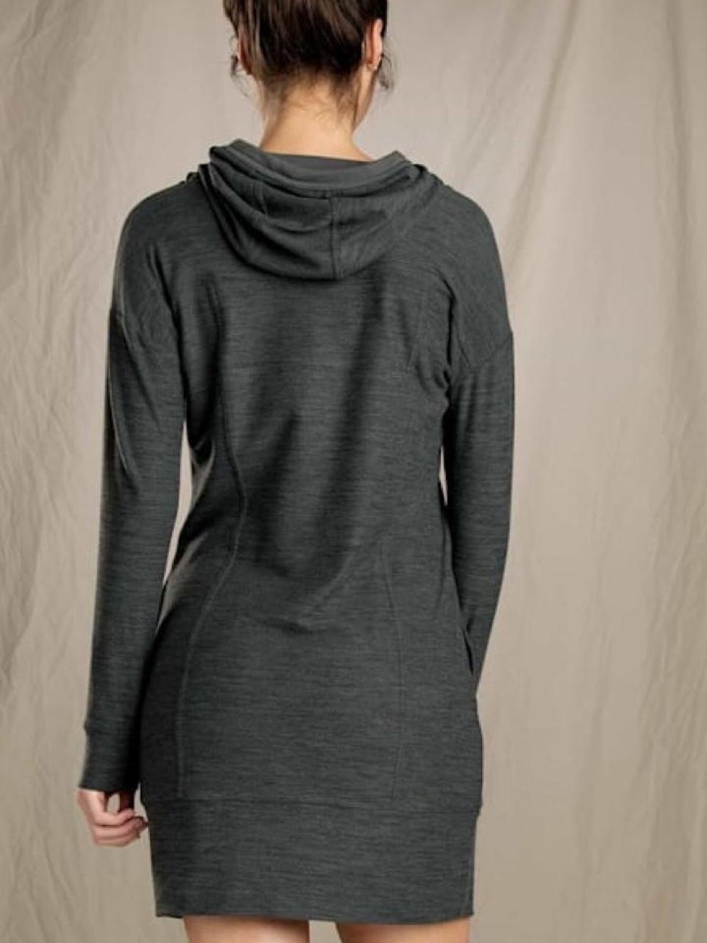 Toad & Co Women's Charcoal Hooded Long-Sleeve Dress XS tunic style